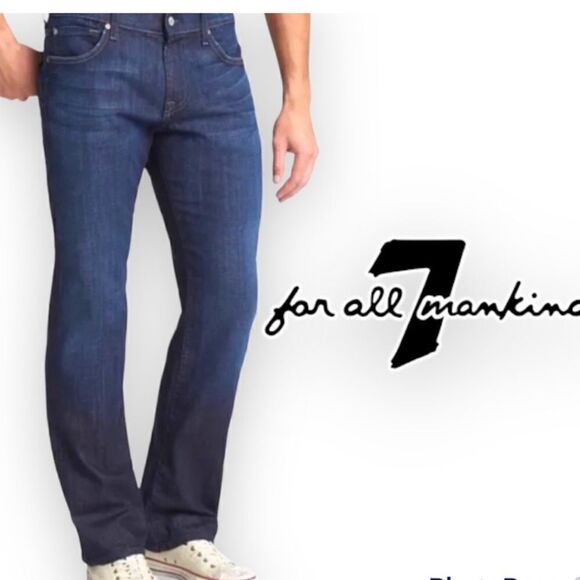 7 For All Mankind The Standard Straight Dark Wash Jeans Size 33 - Picture 2 of 13